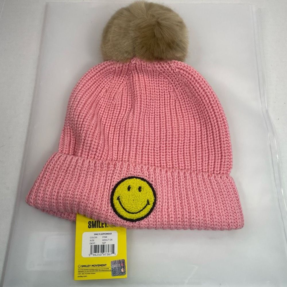 BNIP Love Your Melon Smiley Pom beanie toboggan